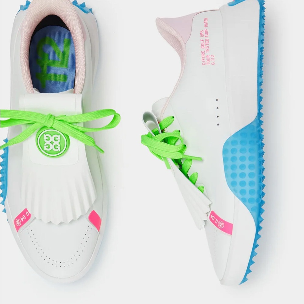 G/FORE White and Neon Green Women's Sneakers - Picture 2 of 3